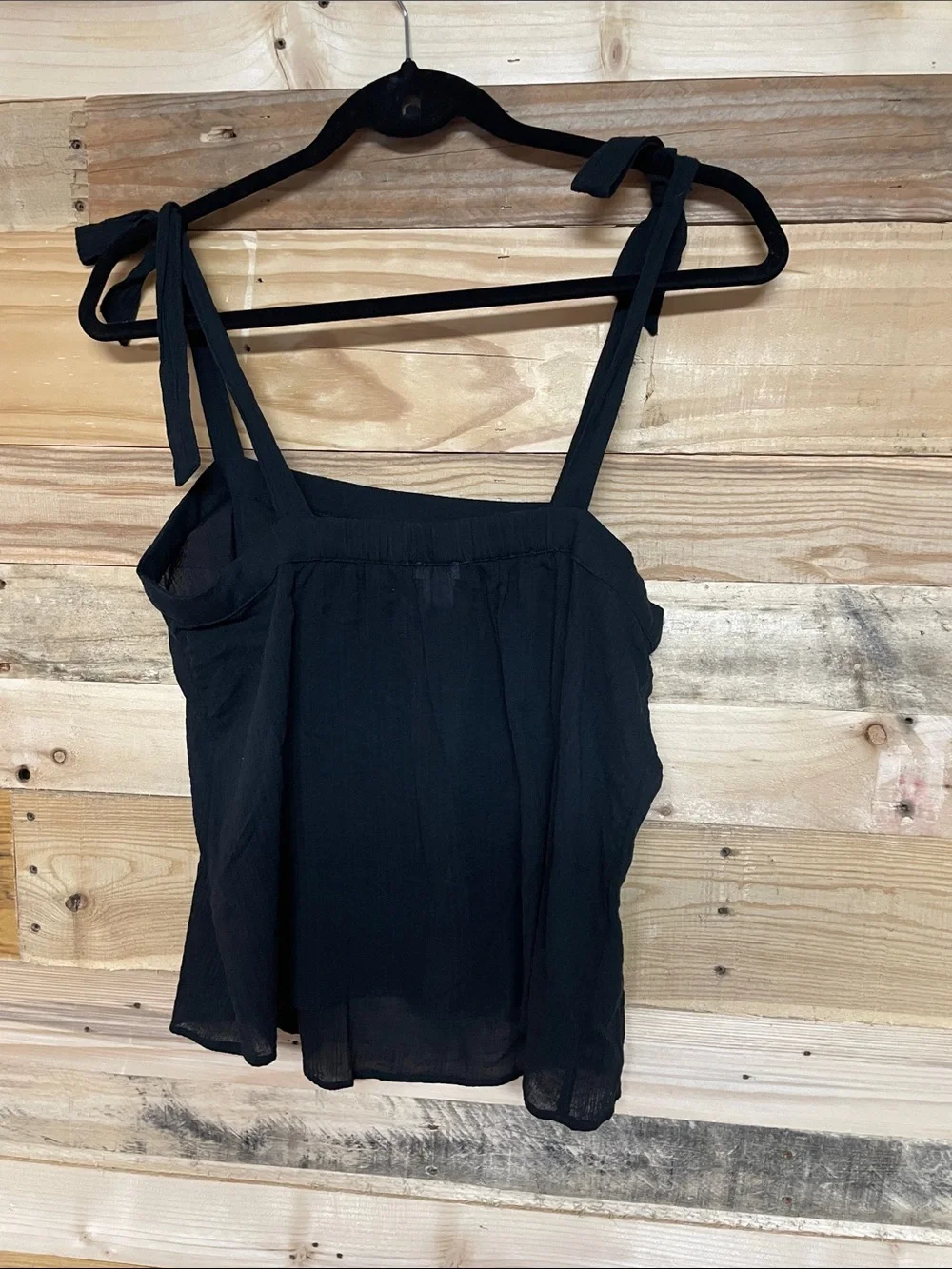 J. Crew size small black sleeveless tied straps lightweight 100% cotton blouse